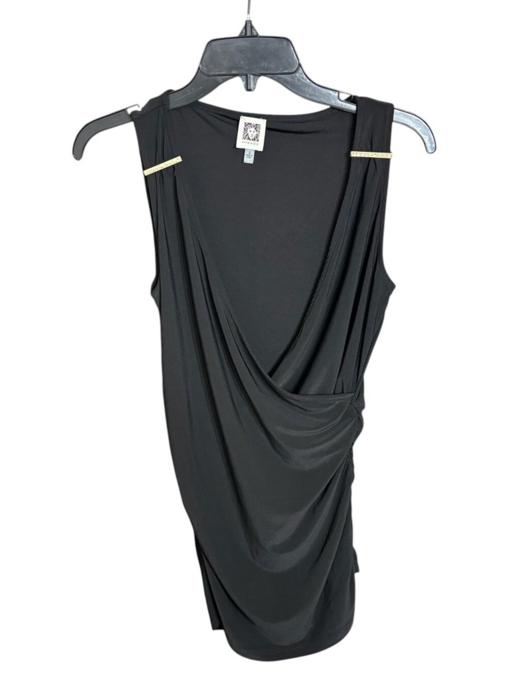 Anne Klein Wrap Tank Black Gold Size Small